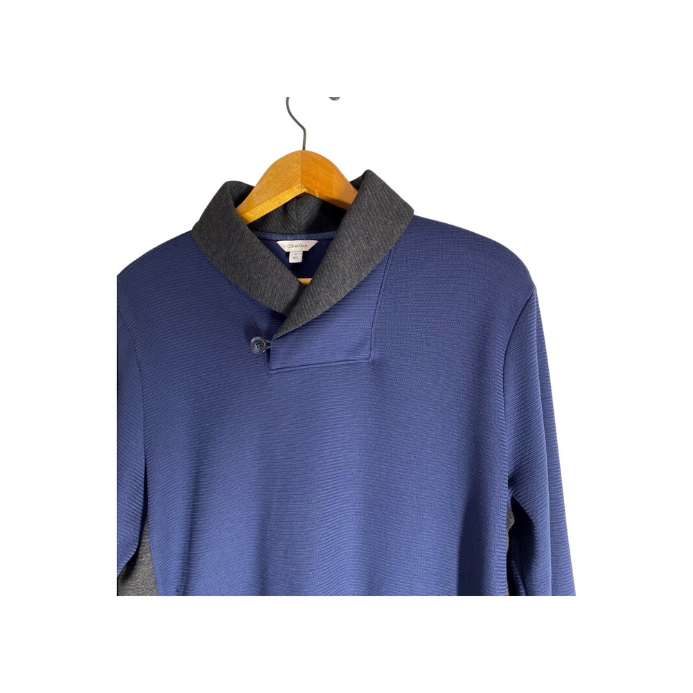 Calvin Klein Mens Blue Gray Long Sleeve Buttoned Collar Casual Shirt Medium